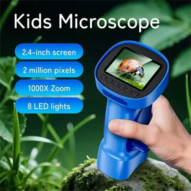 Alt view image 5 of 6 - Digital Microscope for Kids Mini Microscope Camera with 2.4" IPS Screen 1000x Zoom Children Microscope