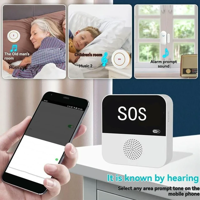 Alt view image 6 of 6 - Tuya SOS+3Call Button for Elderly Emergency Medicals Alert System with Caregiver Pager for Seniors Patients