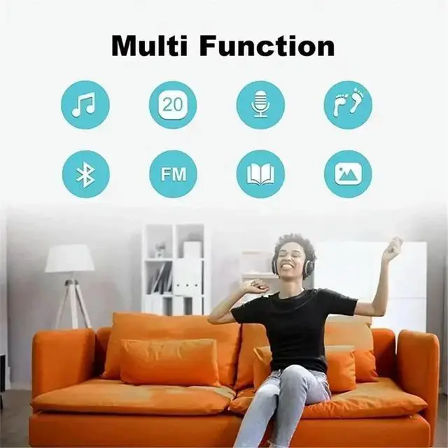 Alt view image 6 of 6 - Mini Back Clip Sports 64GB Lossless Sound Bluetooth MP3 Player,Pedometer FM Radio, Design Mini 1.44" Music Player