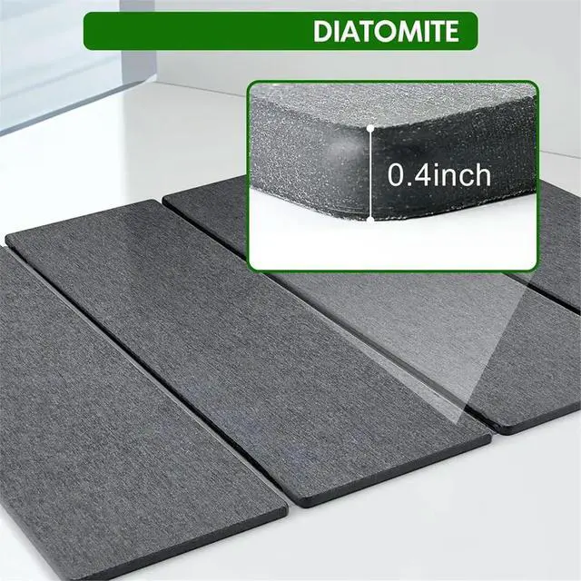Alt view image 6 of 6 - Stone Dish Drying Mat for Kitchen Counter, Foldable Diatomaceous Earth Large Dry Mats Grey