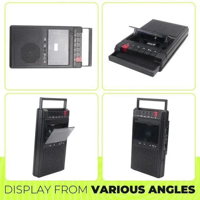Alt view image 4 of 6 - Multifunction Retro Handheld Tape USB Player Cassette Recorder Music Player Built-in Bluetooth Speakers