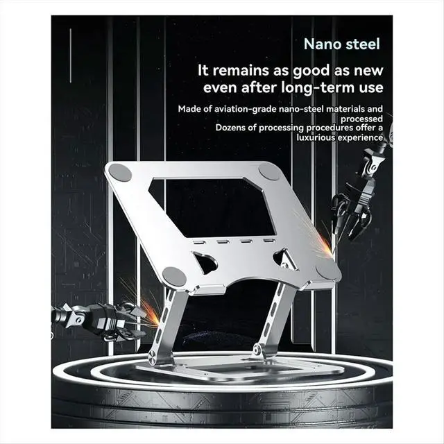 Alt view image 4 of 6 - Alloy Steel Laptop Stand Foldable Lift Laptop Cooling Base Ergonomics Light and Handy Design Computer Accessories Grey