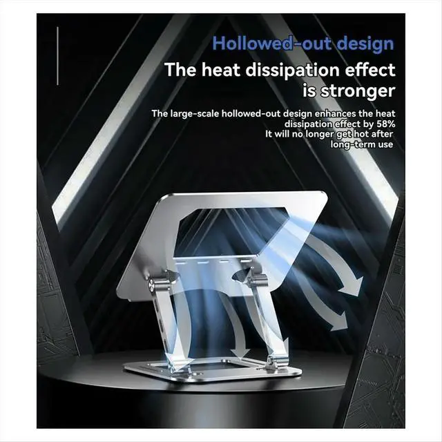 Alt view image 5 of 6 - Alloy Steel Laptop Stand Foldable Lift Laptop Cooling Base Ergonomics Light and Handy Design Computer Accessories Grey