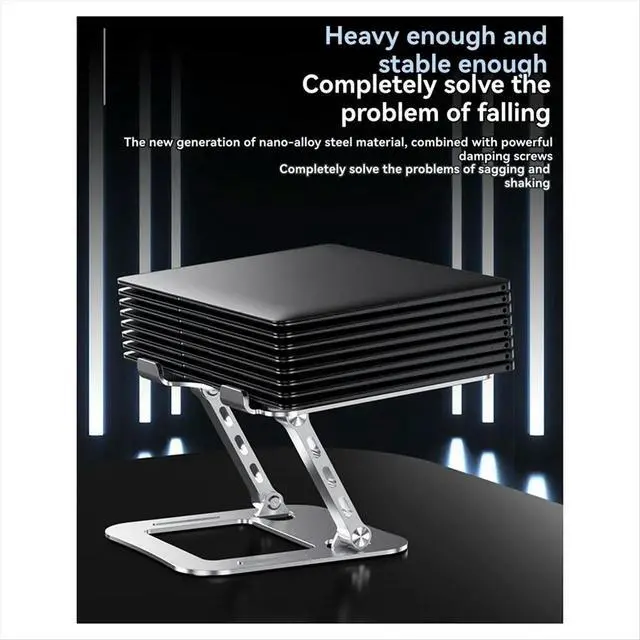 Alt view image 6 of 6 - Alloy Steel Laptop Stand Foldable Lift Laptop Cooling Base Ergonomics Light and Handy Design Computer Accessories Grey