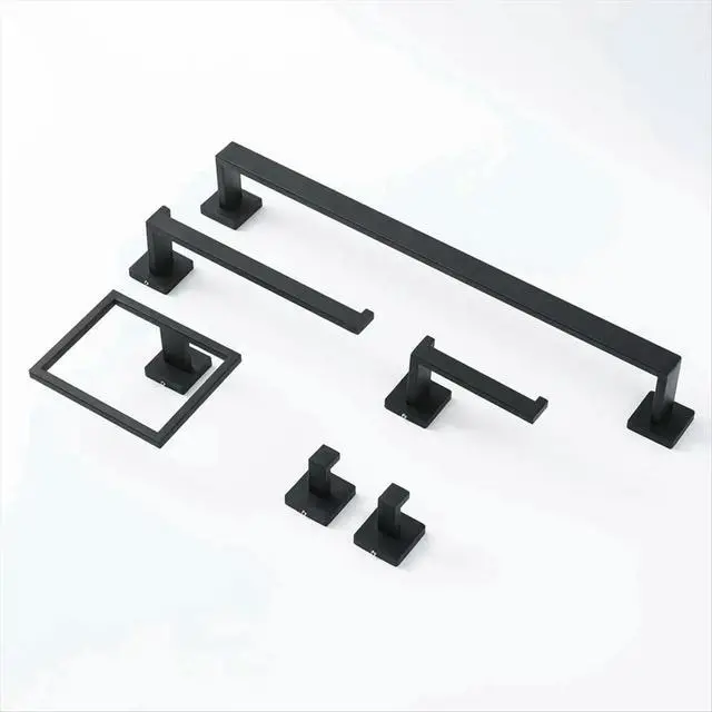 Alt view image 6 of 6 - 5pcs Towel Bar Set Stainless Steel Towel Ring Bathroom Coat Hook Bathroom Tissue Holder Set. Silver