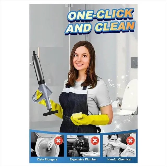 Alt view image 4 of 6 - Toilet Plunger, Toilet Plunger, Air Drain with Real-Time, Heavy Duty Plunger for Bathroom and Plumbing Clogs