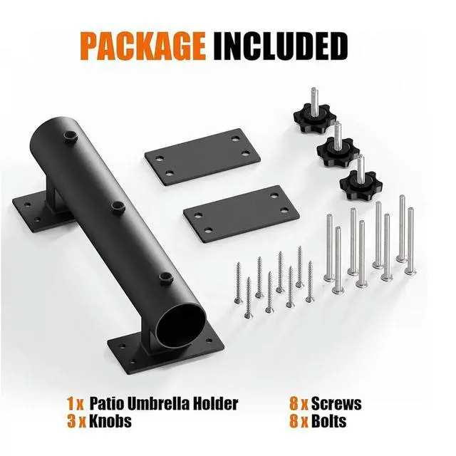 Alt view image 4 of 6 - Patio Umbrella Holder Heavy Duty Deck Umbrella Mount, Adjustable Umbrella Holder for Deck Railing,Courtyard Balcony
