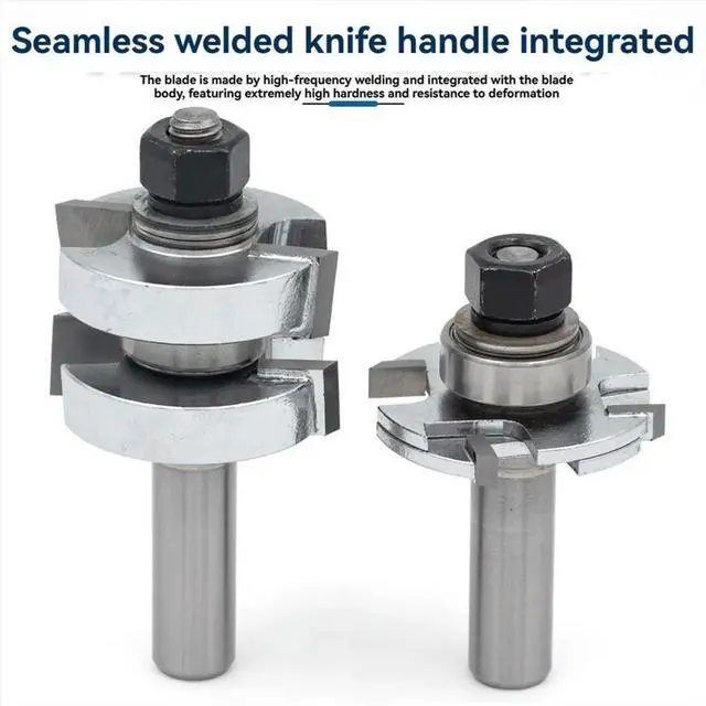 Alt view image 6 of 6 - 2pcs Adjustable T-Joint Knife for Flooring Male/Female Woodworking Panel Joining Knife Carving Machine Milling Cutter