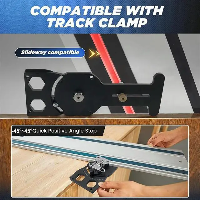 Alt view image 5 of 6 - Adjustable Angle Track Saw Square with -45° to 45° Quick Positive Angle Stop Guide Rail Square 90 Degree Right Angle