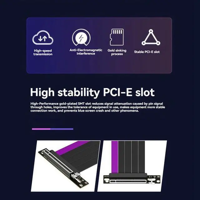 Alt view image 6 of 6 - Graphic Card Extension Line PCIE4.0 Rotor X16 Rotor 16X Desktop Computer Horizontal Vertical Loading Line White