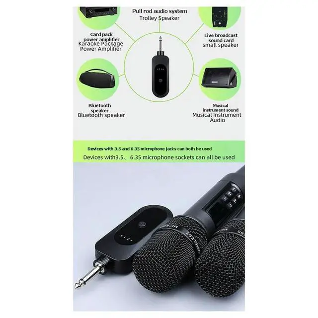 Alt view image 4 of 6 - One-to-Two Universal Microphone System for Home Karaoke & Outdoor Sound Systems 2.4GHz Handheld Microphone