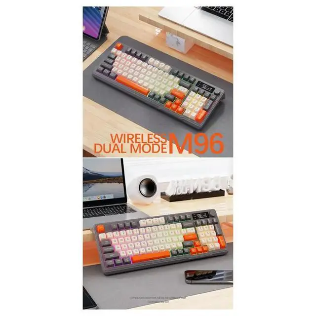 Alt view image 4 of 6 - M96 Mechanical Keyboard Bluetooth Dual Mode Connection with Multimedia Knob,Colorful Backlight