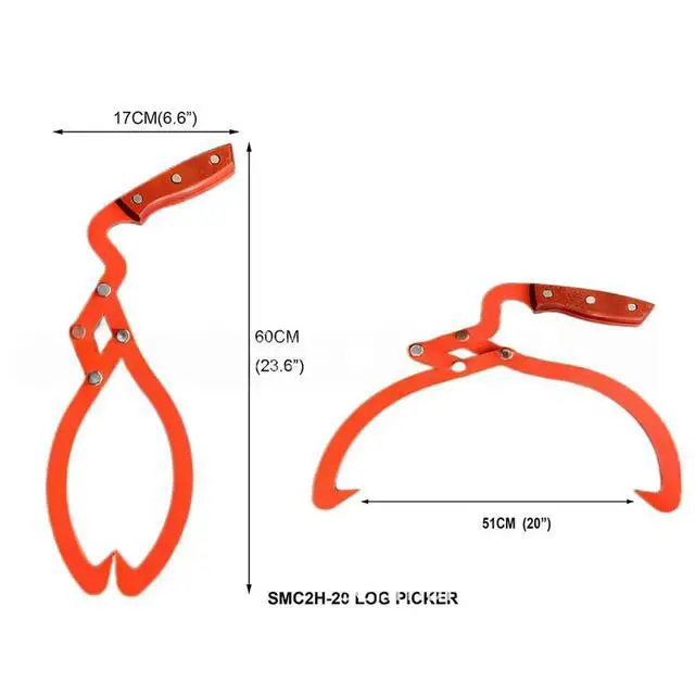 Alt view image 5 of 6 - Wood Handle 2 Claw Skidding Tongs Non-Slip Grip, Log Lifting, Handling, Dragging & Carrying Tool (20 in)