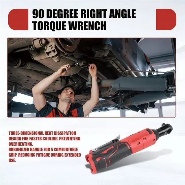 Alt view image 4 of 6 - 18V Electric Ratchet Cordless 90 Degree Right Angle Torque Wrench Auto Repair Tool