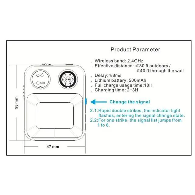 Alt view image 6 of 6 - in-Ear Monitor System 2.4Ghz IEM System with Transmitter Receiver for Music Studio Live Broadcast