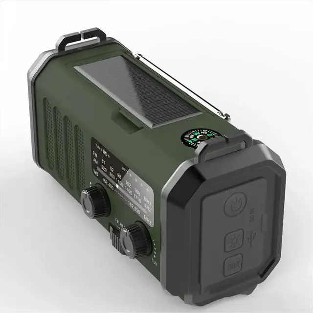 Alt view image 6 of 6 - Multifunctional Hand-Crank Radio Outdoor Emergency FM/AM/WB Solar Charging Lighting Flashlight Power Bank