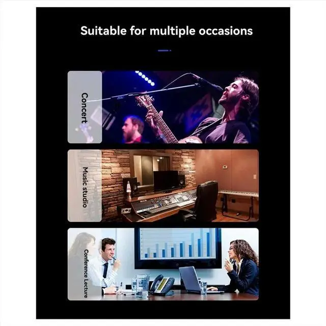 Alt view image 6 of 6 - Rechargeable Dynamic Mic System UHF DSP Transmitter Receiver Mic/Line Two Modes for Mixers Recorders Speakers