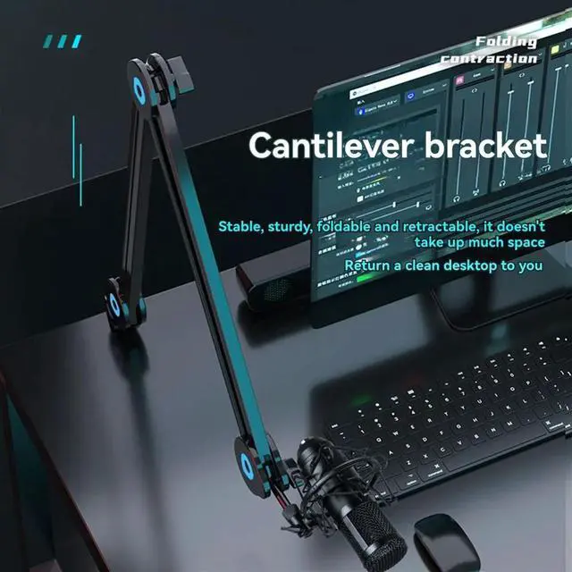 Alt view image 5 of 6 - Mic Stand Universal Microphone Long Arm Stand Load Bearing Bracket with 5/8 Conversion Screw 360 ° Rotation
