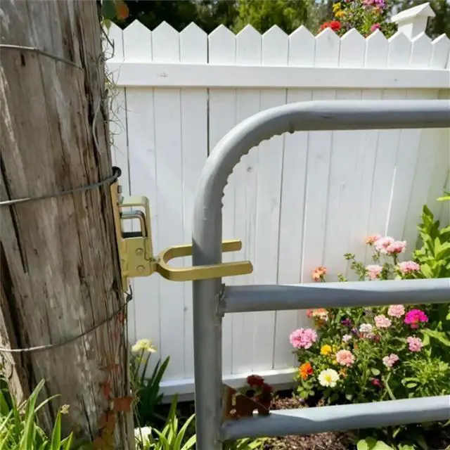 Alt view image 4 of 6 - Instant Locking Gate Door Bar,Spring-Loaded Auto-Lock, Rust-Resistant,One-Hand Use for Outdoor Gates, Fences & Sheds 4PC
