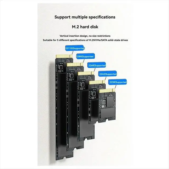 Alt view image 5 of 6 - Dual Disk M.2 Dual Protocol, Hard Disk Seat, Solid State Drive Box TYPE-C HUB Expansion 10Gbps US Plug