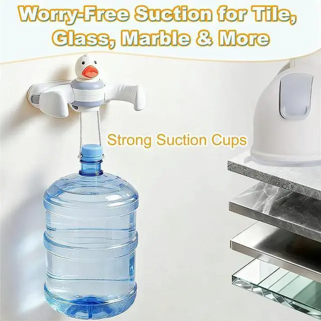 Alt view image 5 of 6 - Baby Bath Stand with Pressable Duck Toy No-Drill Interactive Bath Support with Non-Slip Suction Cups Adjustable Height