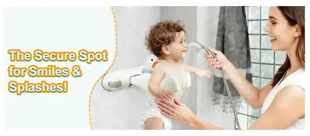 Alt view image 6 of 6 - Baby Bath Stand with Pressable Duck Toy No-Drill Interactive Bath Support with Non-Slip Suction Cups Adjustable Height