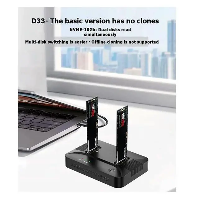 Alt view image 5 of 6 - M.2 NVMe/SATA Dual-Bay Hard Drive Docking Station Offline Clone Hard Disk USB 3.2 Gen2 SSD Adapter