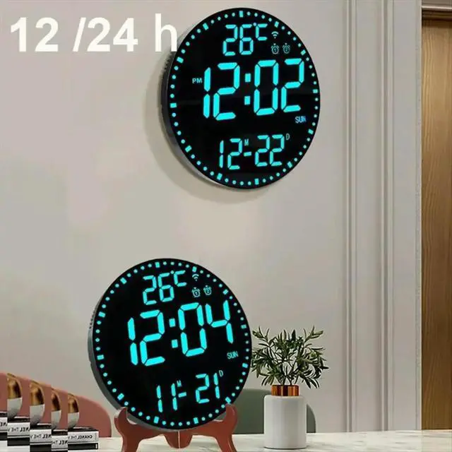Alt view image 6 of 6 - Digital Electronic Clock Calendar Wall Clock Living Room Decorative Wall Hanging Colorful Clock B