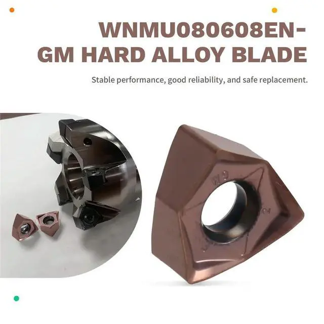 Alt view image 5 of 6 - 10PCS WNMU080608EN-GM Carbide Inserts Double Sided Hexagonal Fast Feed WNMU 080608 Milling Cutter Inserts Roughing Tools
