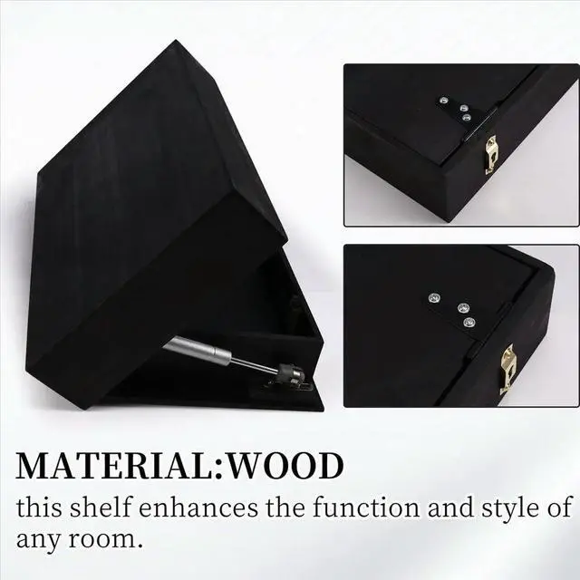 Alt view image 5 of 6 - Flip Design Shelf with Secret Compartment Wall Mounted Bookshelf Modern Decoration Black