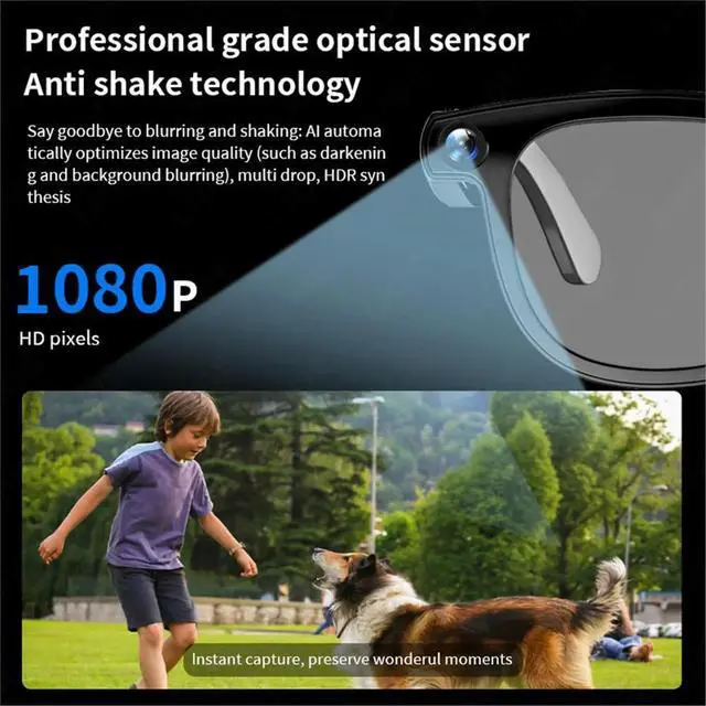 Alt view image 5 of 6 - 800W HD AI Glasses with Camera, Video Recording, Bluetooth Call, Real-Time Translation,Polarized Sunglasses Lenses