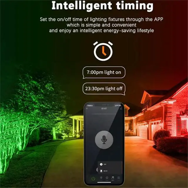 Alt view image 4 of 6 - TUYA 100W RGB Floodlight Bluetooth APP Voice Control for Garden Party Outdoor Lighting