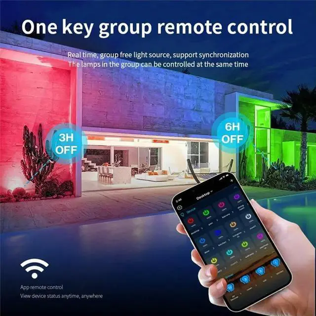 Alt view image 5 of 6 - TUYA 100W RGB Floodlight Bluetooth APP Voice Control for Garden Party Outdoor Lighting