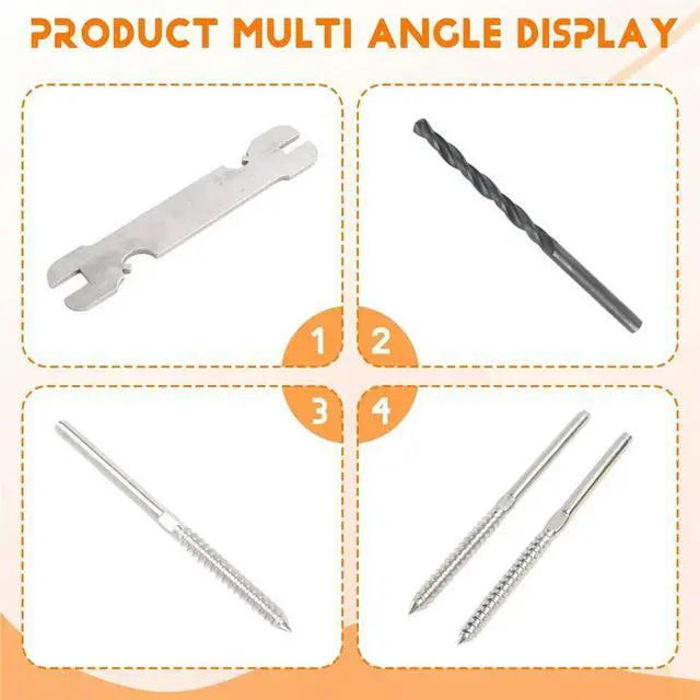 Alt view image 4 of 5 - Swage Lag Screws for Cable Railing-1/8" Cable Railing Hardware Kit, Left and Right Handed Thread for Post Railing System