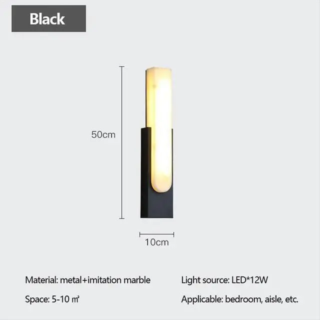 Alt view image 5 of 6 - Nordic Imitation Marble Wall Lamp for Living Room Bedroom Bedside Aisle Balcony Simple Luxury Light Indoor Home Decor