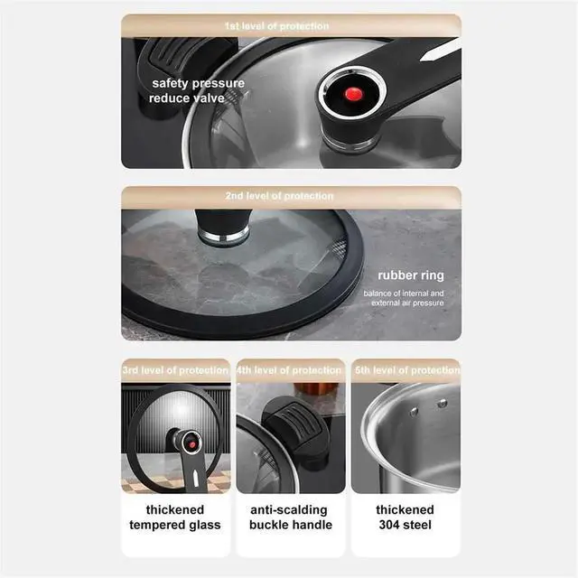 Alt view image 5 of 6 - Pressure Cooker Fast Cooking Stew Pot Pressure Cooker Stainless Steel Fast Cooking Multifunctional Kitchen Tool