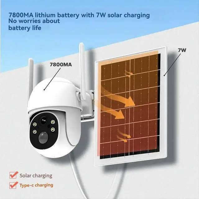 Alt view image 5 of 6 - 4G Solar Powered Security Camera Built-in Solar Camera 3MP Video Surveillance PTZ IP Cam EU Plug