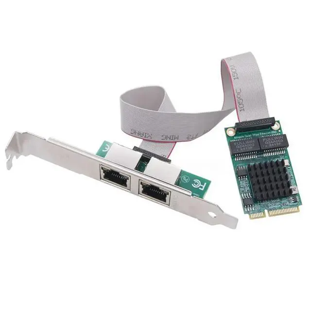 Alt view image 4 of 6 - Mini PCIE to Dual Port RJ45 Gigabit Ethernet Network Adapter I350-AM2 2 Port Wired Server Network Card Integrated Type