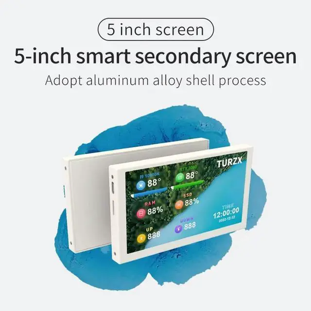 Alt view image 4 of 6 - 5 Inch IPS Type-C Secondary Screen Dynamic 800x480 LCD Display CPU GPU RAM HDD Monitoring Freely AIDA64 Black
