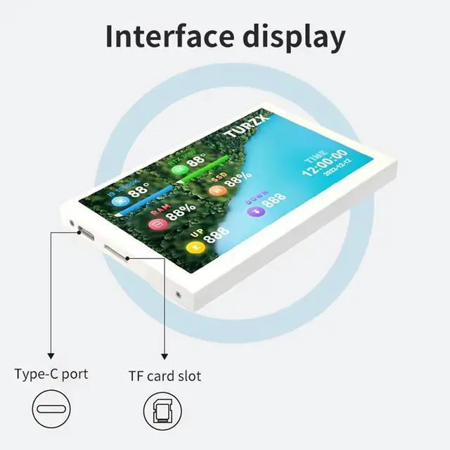 Alt view image 6 of 6 - 5 Inch IPS Type-C Secondary Screen Dynamic 800x480 LCD Display CPU GPU RAM HDD Monitoring Freely AIDA64 Black