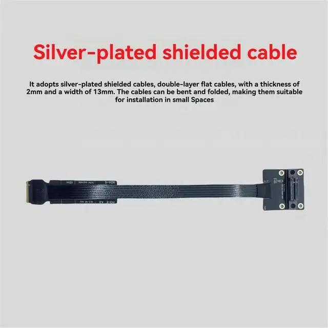 Alt view image 5 of 6 - M.2 M-EKY High-Speed Extension Cable PCIe 4.0 M.2 NVMe SSD Extension Cable Silver-Plated Wires M.2 Vertical Socket 15cm