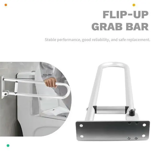 Alt view image 5 of 6 - Fold Down Grab Bar - Stainless Steel Flip-Up Handicap Support Bar for Bathroom Shower Safety