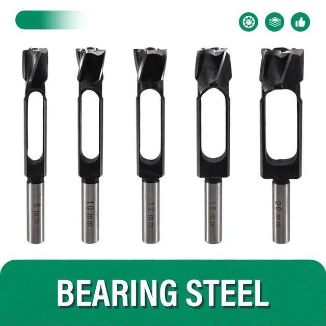 Alt view image 4 of 6 - 5Pcs 8-20mm Woodworking Drill Bit High Speed Steel Round Bar Cutter Round Wood Tenon Drill Bit Sleeve Hole Drill
