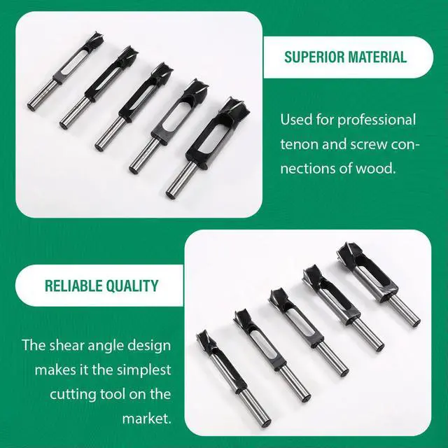 Alt view image 5 of 6 - 5Pcs 8-20mm Woodworking Drill Bit High Speed Steel Round Bar Cutter Round Wood Tenon Drill Bit Sleeve Hole Drill