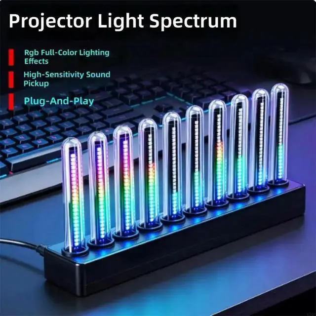 Alt view image 6 of 6 - Sound Activated RGBs LED Spectrum Lamp With 8 Brightness Level For PC Desk And Party Lighting