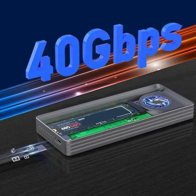 Alt view image 6 of 6 - USB4.0 40Gbps NVMe SSD Case SSD Enclosure M.2 to USB4.0 Adapter for M.2 NVME PCIE Built-in Cooling Vest Aluminum Case