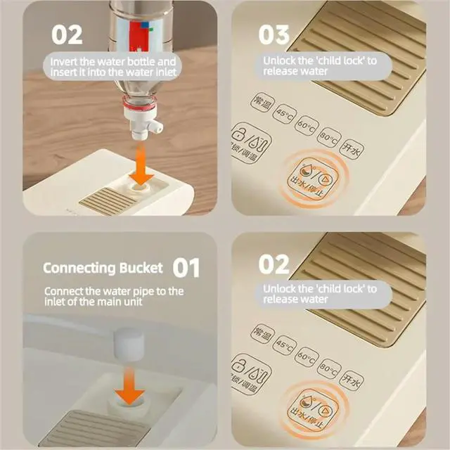 Alt view image 6 of 6 - 3S Instant Hot Water Heating Dispenser Folding Travel Desktop Heater Pump Drinking Electric Kettle EU Plug