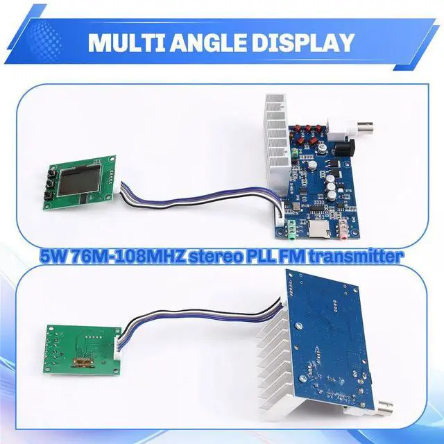 Alt view image 4 of 6 - DIY Kits 5W 76M-108MHZ 7W Max Stereo PLL FM Transmitter Suite DIY Kits Power Frequency Adjustable Volume + LCD Display