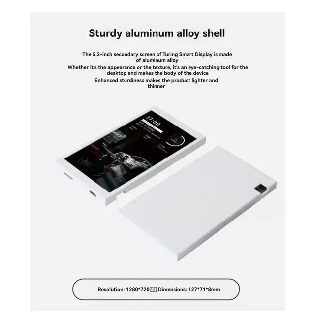 Alt view image 6 of 6 - Turing 5.2Inch IPS Type-C Secondary Monitor Display Case for CPU GPU RAM Monitoring with USB Interface White