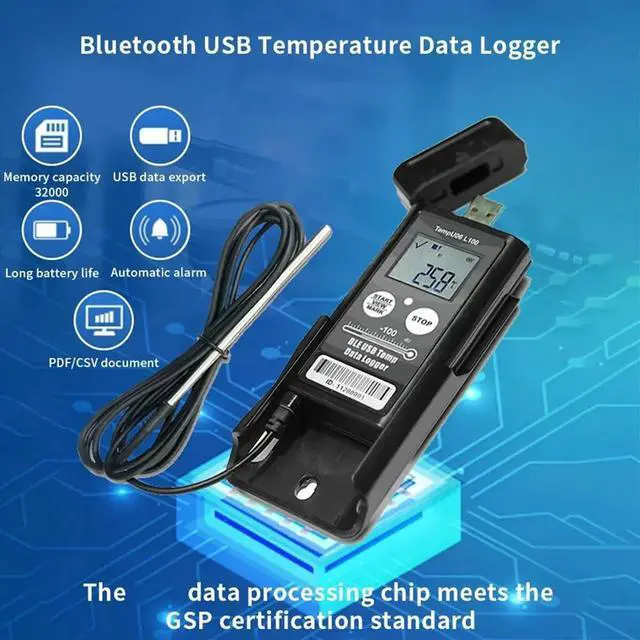 Alt view image 2 of 6 - TempU06 -100°C Low Temperature Data Logger Digital 32000 Points Bluetooth USB Temperature Recorder ForCold Chain